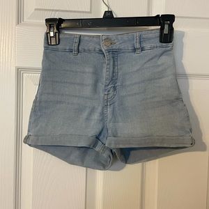 Light wash high rise shorts